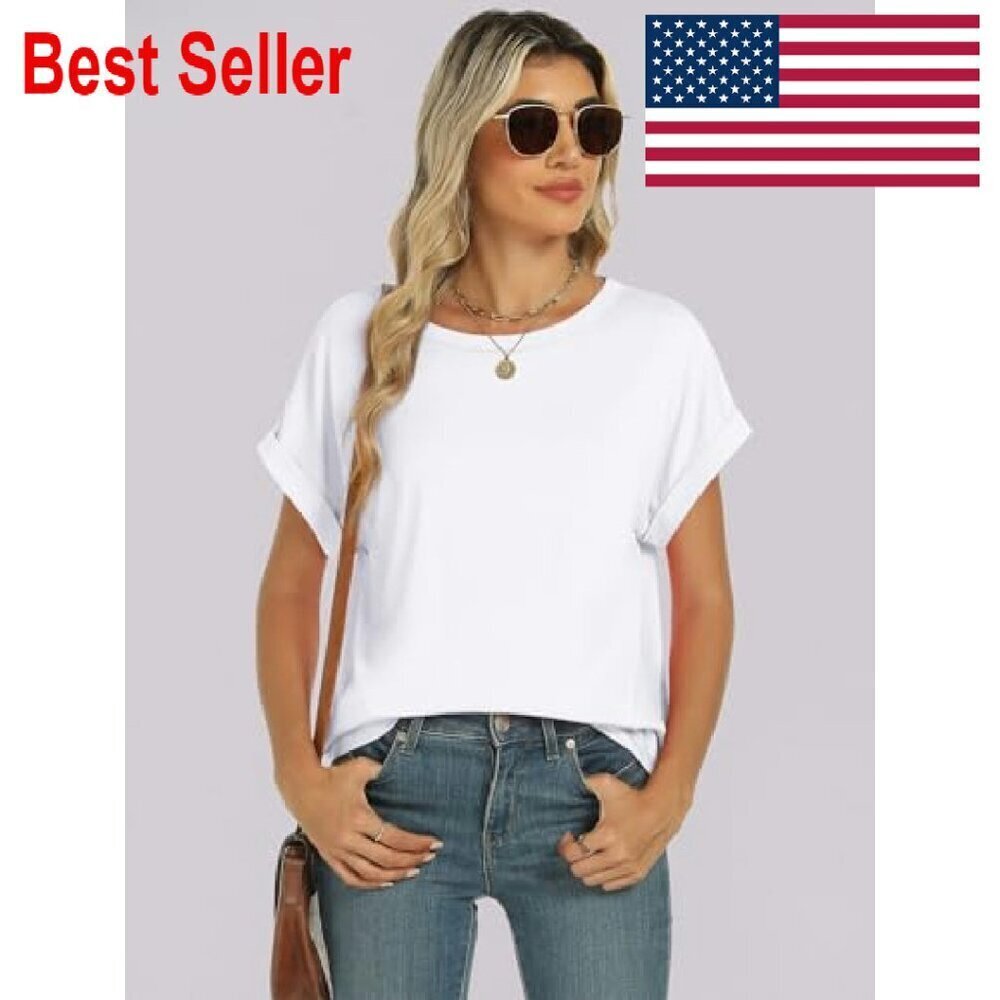 Oversized Short Sleeve Tee Summer Casual Loose Fit Basic Top Chic Minimal - Picture 5 of 8